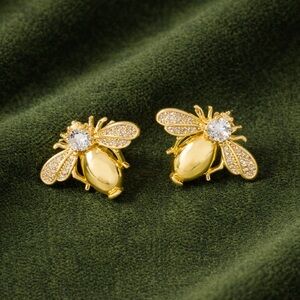 Luxury Gold Bee Stud Earrings